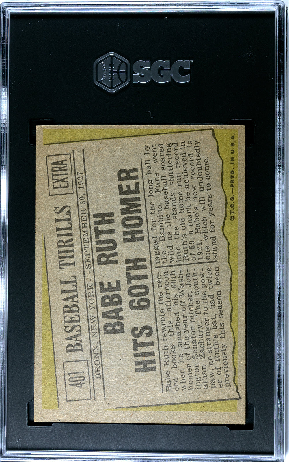 1961 Topps Babe Ruth Baseball Thrills #401 SGC 4.5