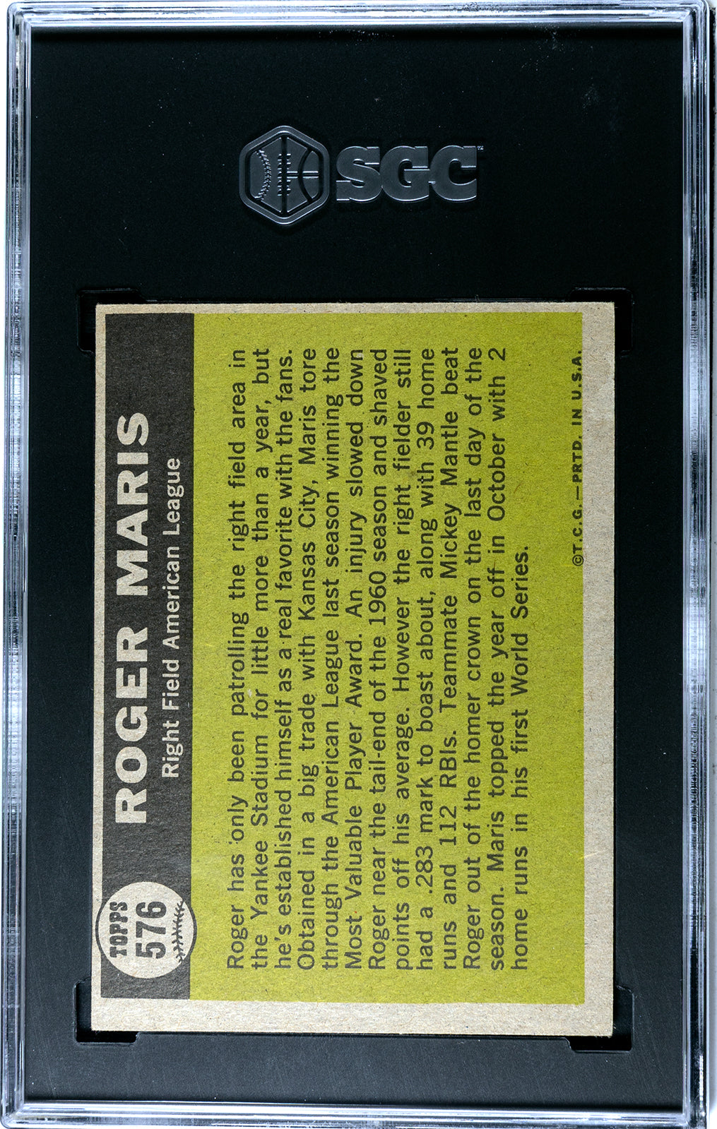 1961 Topps Roger Maris All-Star #576 SGC 5