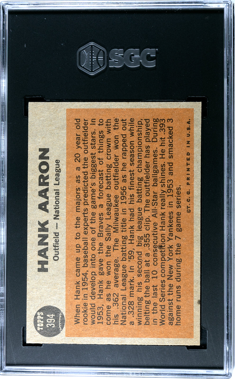 1962 Topps Hank Aaron All-Star #394 SGC 3.5