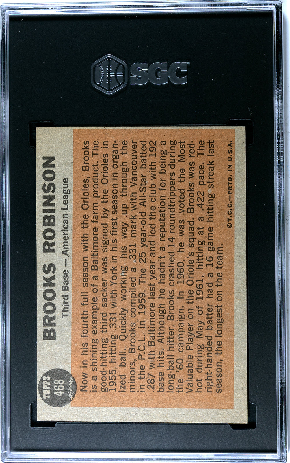 1962 Topps Brooks Robinson All-Star #468 SGC 5