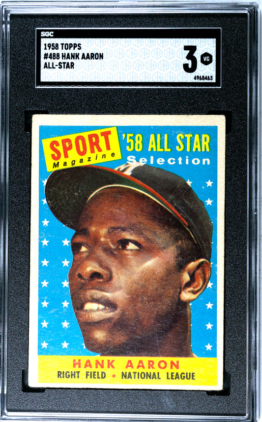 1958 Topps Hank Aaron All-Star #488 SGC 3