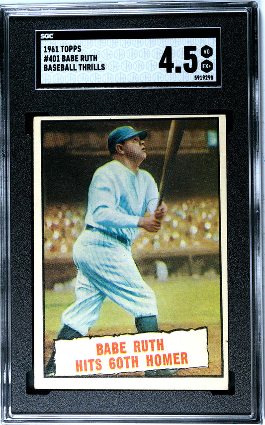 1961 Topps Babe Ruth Baseball Thrills #401 SGC 4.5