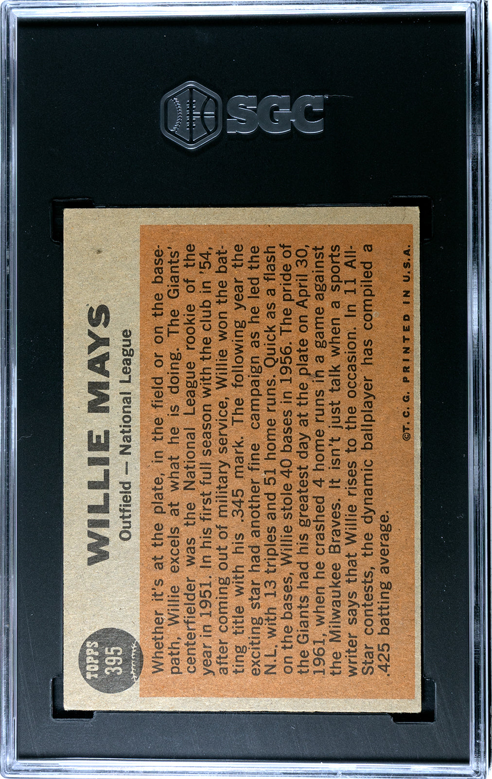 1962 Topps Willie Mays All-Star #395 SGC 4.5