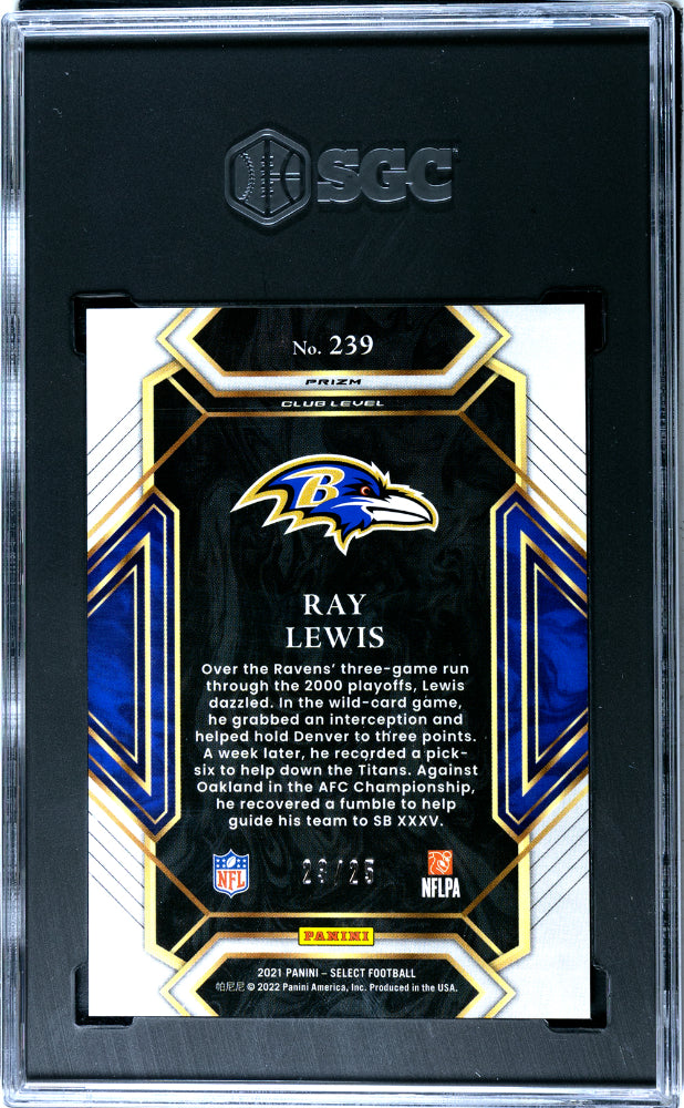 2021 Panini Select Ray Lewis #239 Tie-dye Prizm Sgc 9.5