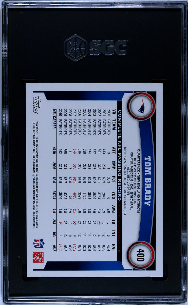 2011 Topps Tom Brady #400 Blue Jersey Sgc 9