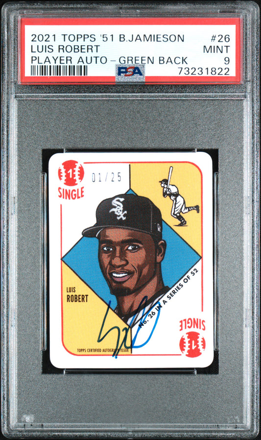 2021 Topps 1951 Blake Jamieson Player Autographs Luis Robert #26 Green Back Psa 9