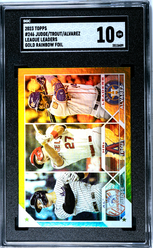 2023 Topps Judge/trout/alvarez #246 League Leaders Gold Foil Sgc 10