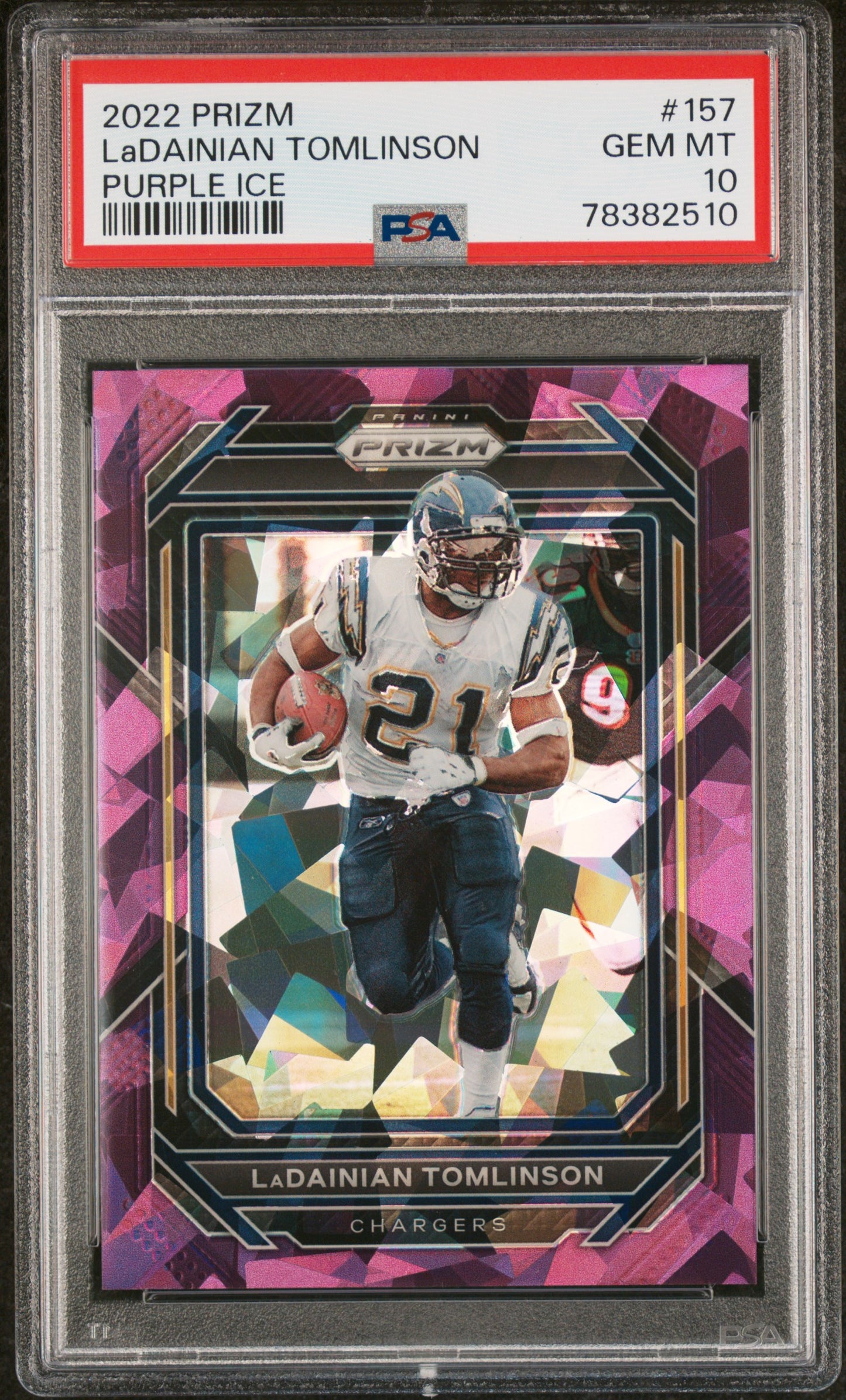 2022 Panini Prizm Ladainian Tomlinson #157 Purple Ice Psa 10